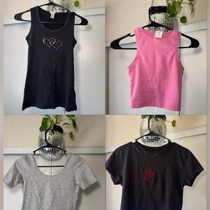 Crop Tee Bundle - Black, Pink, Gray, White